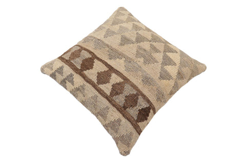 handmade Traditional Pillow Beige Gray Hand-Woven SQUARE 100% WOOL Hand woven turkish pillow2 x 2
