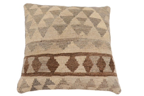 handmade Traditional Pillow Beige Gray Hand-Woven SQUARE 100% WOOL Hand woven turkish pillow2 x 2