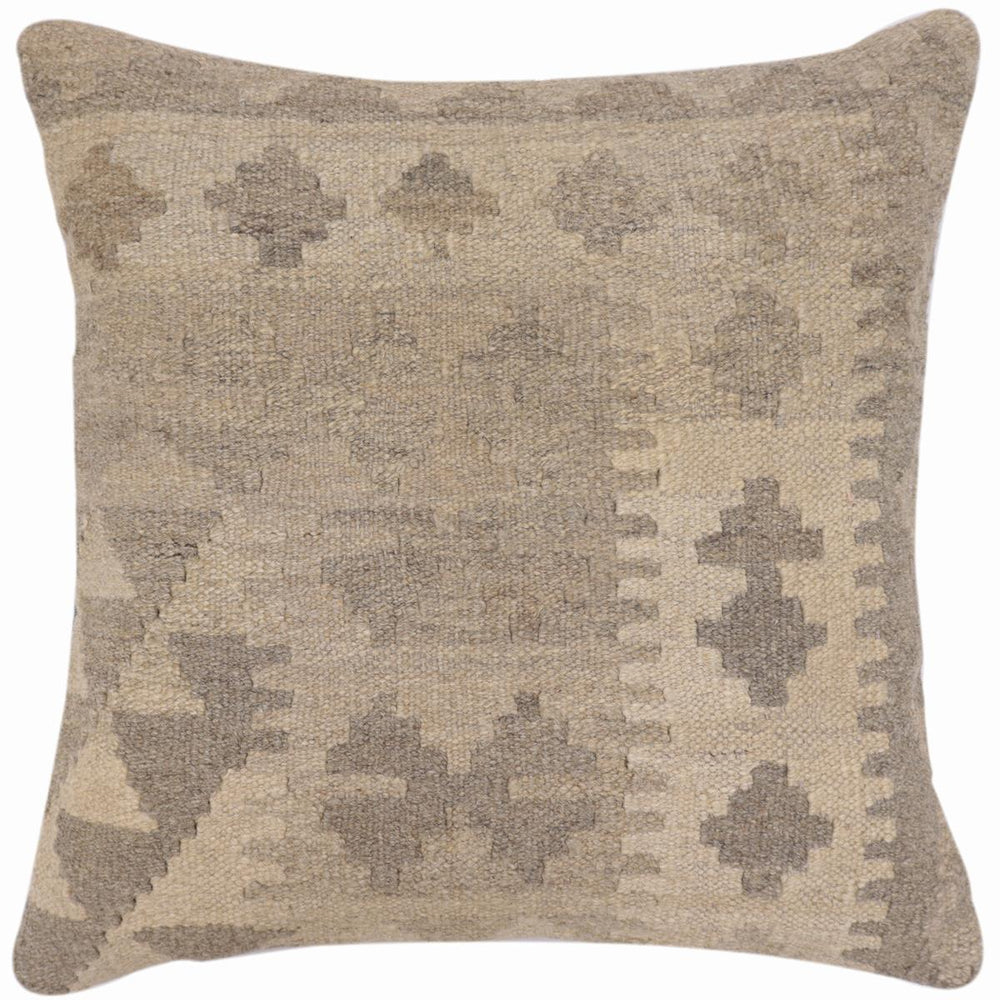 handmade Traditional Pillow Beige Brown Hand-Woven SQUARE 100% WOOL Hand woven turkish pillow2' x 2'
