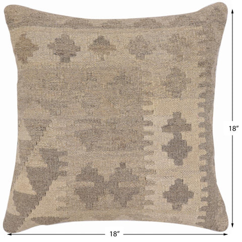 handmade Traditional Pillow Beige Brown Hand-Woven SQUARE 100% WOOL Hand woven turkish pillow2 x 2