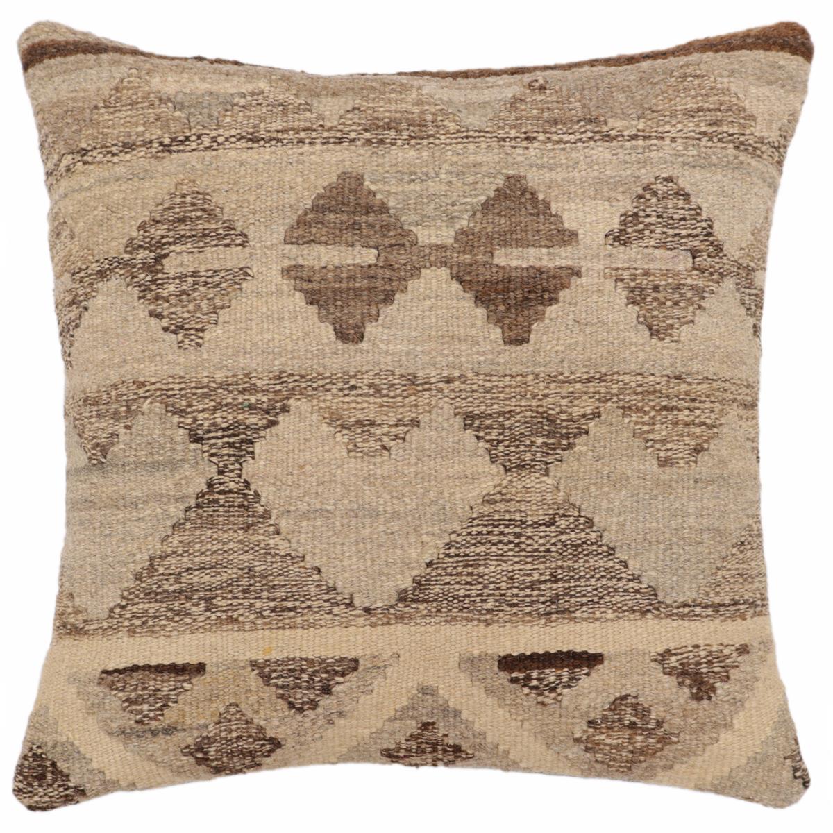handmade Traditional Pillow Beige Brown Hand-Woven SQUARE 100% WOOL Hand woven turkish pillow2 x 2