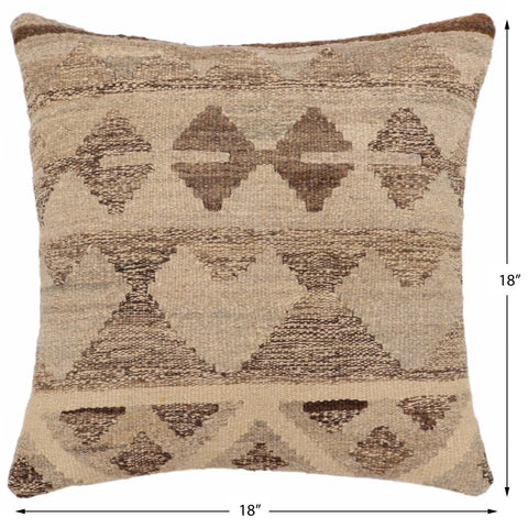 handmade Traditional Pillow Beige Brown Hand-Woven SQUARE 100% WOOL Hand woven turkish pillow2 x 2
