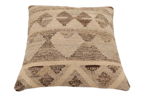 handmade Traditional Pillow Beige Brown Hand-Woven SQUARE 100% WOOL Hand woven turkish pillow2 x 2