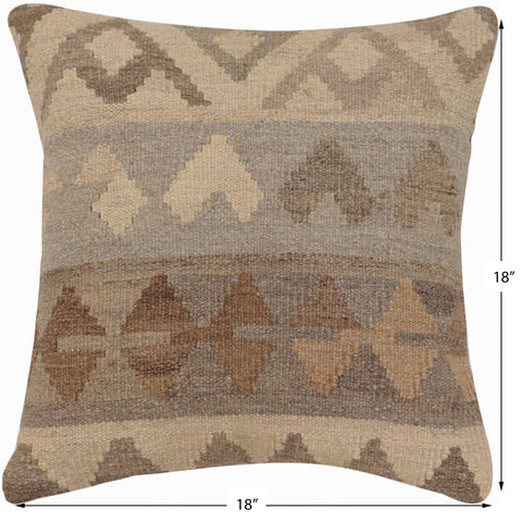 handmade Traditional Pillow Beige Gray Hand-Woven SQUARE 100% WOOL Hand woven turkish pillow2 x 2