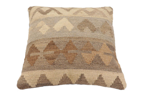 handmade Traditional Pillow Beige Gray Hand-Woven SQUARE 100% WOOL Hand woven turkish pillow2 x 2