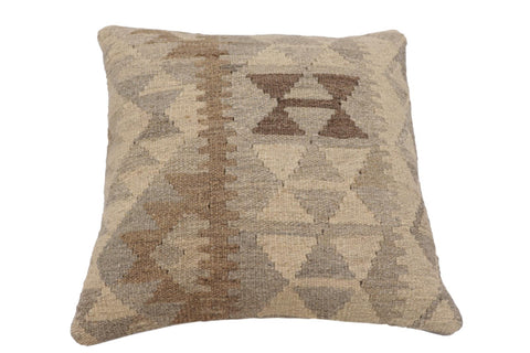 handmade Traditional Pillow Beige Gray Hand-Woven SQUARE 100% WOOL Hand woven turkish pillow2 x 2