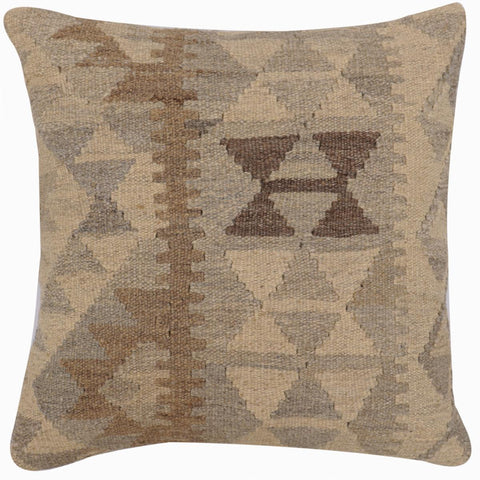 handmade Traditional Pillow Beige Gray Hand-Woven SQUARE 100% WOOL Hand woven turkish pillow2 x 2