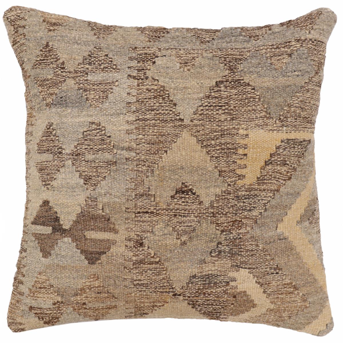 handmade Traditional Pillow Beige Gray Hand-Woven SQUARE 100% WOOL Hand woven turkish pillow2 x 2