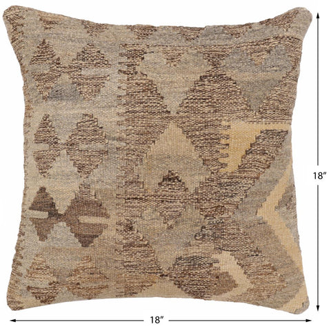 handmade Traditional Pillow Beige Gray Hand-Woven SQUARE 100% WOOL Hand woven turkish pillow2 x 2