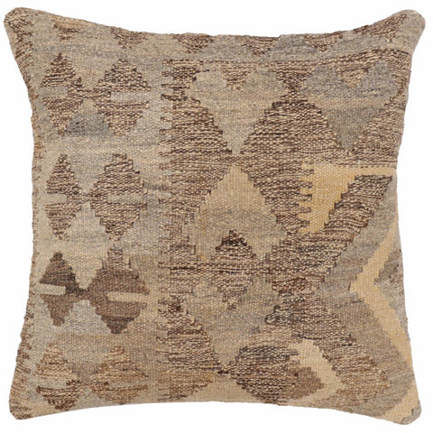 handmade Traditional Pillow Beige Gray Hand-Woven SQUARE 100% WOOL Hand woven turkish pillow2 x 2
