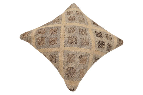 handmade Traditional Pillow Beige Gray Hand-Woven SQUARE 100% WOOL Hand woven turkish pillow2 x 2
