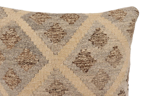 handmade Traditional Pillow Beige Gray Hand-Woven SQUARE 100% WOOL Hand woven turkish pillow2 x 2