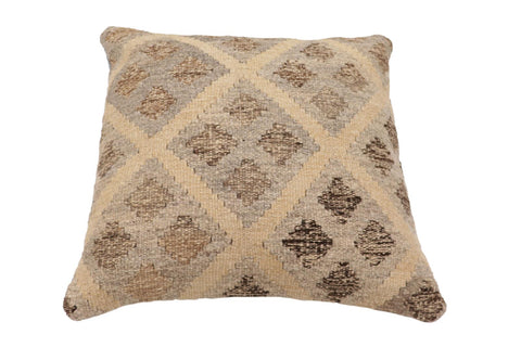 handmade Traditional Pillow Beige Gray Hand-Woven SQUARE 100% WOOL Hand woven turkish pillow2 x 2