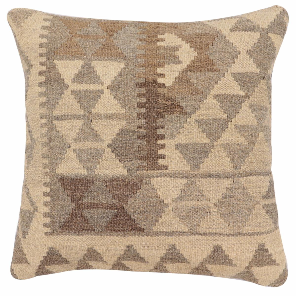 handmade Traditional Pillow Beige Gray Hand-Woven SQUARE 100% WOOL Hand woven turkish pillow2 x 2