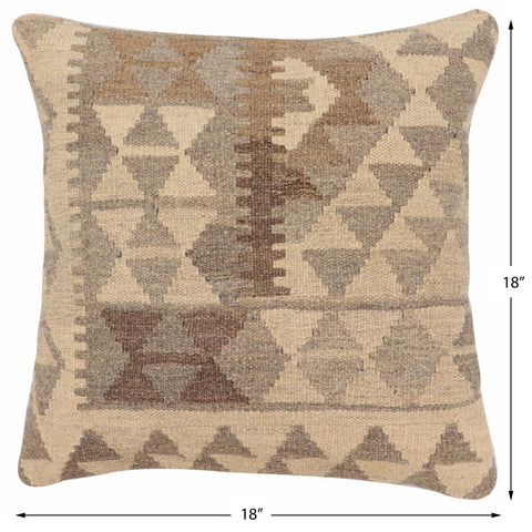 handmade Traditional Pillow Beige Gray Hand-Woven SQUARE 100% WOOL Hand woven turkish pillow2 x 2
