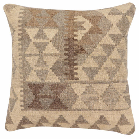 handmade Traditional Pillow Beige Gray Hand-Woven SQUARE 100% WOOL Hand woven turkish pillow2 x 2