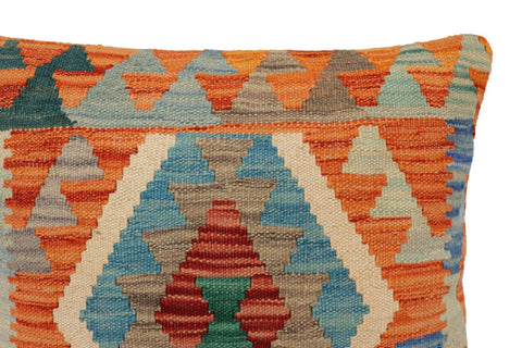 handmade Traditional Pillow Rust Blue Hand-Woven SQUARE 100% WOOL Hand woven turkish pillow2 x 2