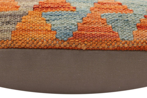 handmade Traditional Pillow Rust Blue Hand-Woven SQUARE 100% WOOL Hand woven turkish pillow2 x 2