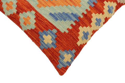handmade Traditional Pillow Rust Blue Hand-Woven SQUARE 100% WOOL Hand woven turkish pillow2 x 2