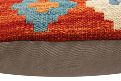 handmade Traditional Pillow Rust Blue Hand-Woven SQUARE 100% WOOL Hand woven turkish pillow2 x 2