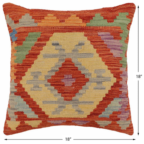 handmade Traditional Pillow Rust Blue Hand-Woven SQUARE 100% WOOL Hand woven turkish pillow2 x 2