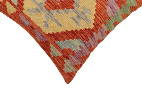 handmade Traditional Pillow Rust Blue Hand-Woven SQUARE 100% WOOL Hand woven turkish pillow2 x 2