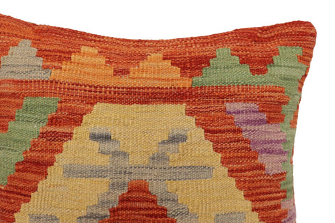 handmade Traditional Pillow Rust Blue Hand-Woven SQUARE 100% WOOL Hand woven turkish pillow2 x 2