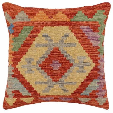 handmade Traditional Pillow Rust Blue Hand-Woven SQUARE 100% WOOL Hand woven turkish pillow2 x 2