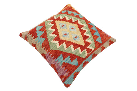 handmade Traditional Pillow Rust Blue Hand-Woven SQUARE 100% WOOL Hand woven turkish pillow2 x 2