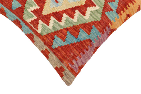 handmade Traditional Pillow Rust Blue Hand-Woven SQUARE 100% WOOL Hand woven turkish pillow2 x 2