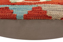 handmade Traditional Pillow Rust Blue Hand-Woven SQUARE 100% WOOL Hand woven turkish pillow2' x 2'