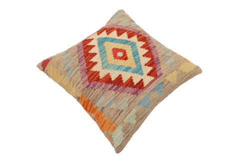 handmade Traditional Pillow Rust Blue Hand-Woven SQUARE 100% WOOL Hand woven turkish pillow2 x 2