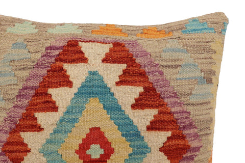 handmade Traditional Pillow Rust Blue Hand-Woven SQUARE 100% WOOL Hand woven turkish pillow2 x 2