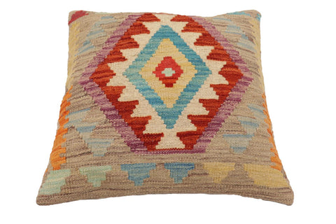 handmade Traditional Pillow Rust Blue Hand-Woven SQUARE 100% WOOL Hand woven turkish pillow2 x 2