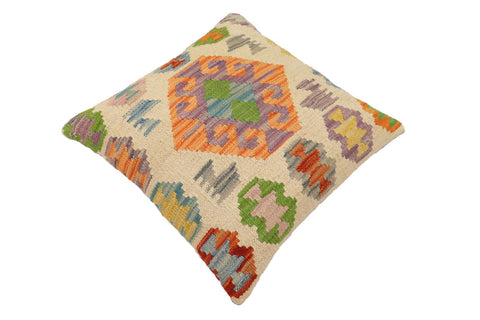 handmade Traditional Pillow Beige Rust Hand-Woven SQUARE 100% WOOL Hand woven turkish pillow2 x 2