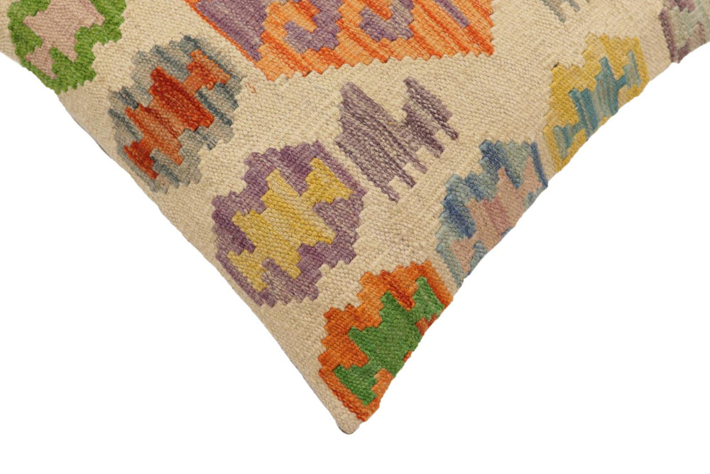 handmade Traditional Pillow Beige Rust Hand-Woven SQUARE 100% WOOL Hand woven turkish pillow2' x 2'