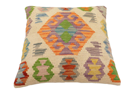 handmade Traditional Pillow Beige Rust Hand-Woven SQUARE 100% WOOL Hand woven turkish pillow2 x 2
