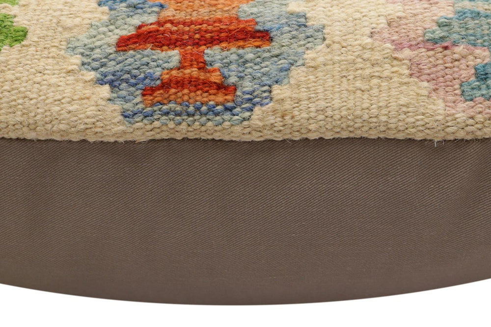 handmade Traditional Pillow Beige Rust Hand-Woven SQUARE 100% WOOL Hand woven turkish pillow2' x 2'