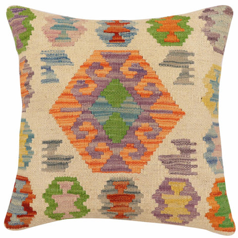 handmade Traditional Pillow Beige Rust Hand-Woven SQUARE 100% WOOL Hand woven turkish pillow2 x 2