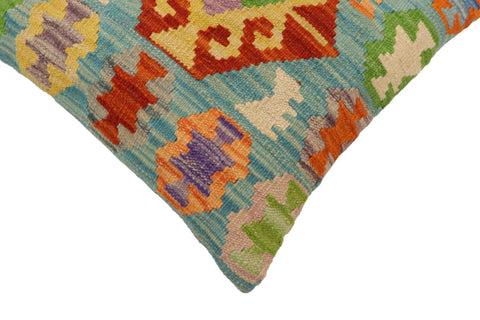handmade Traditional Pillow Blue Rust Hand-Woven SQUARE 100% WOOL Hand woven turkish pillow2 x 2