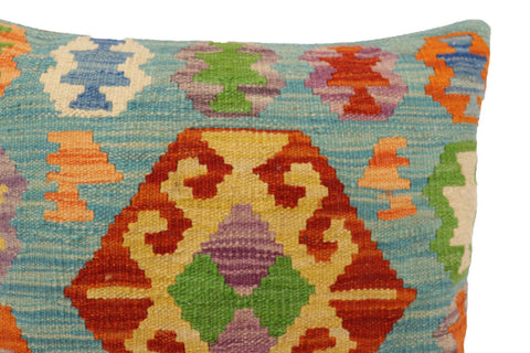 handmade Traditional Pillow Blue Rust Hand-Woven SQUARE 100% WOOL Hand woven turkish pillow2 x 2