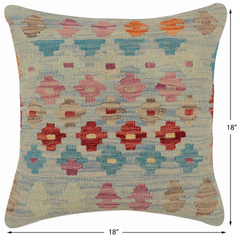 handmade Traditional Pillow Blue Red Hand-Woven SQUARE 100% WOOL Hand woven turkish pillow2 x 2
