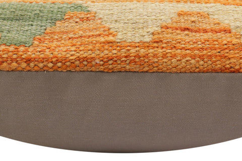 handmade Traditional Pillow Orange Blue Hand-Woven SQUARE 100% WOOL Hand woven turkish pillow2' x 2'