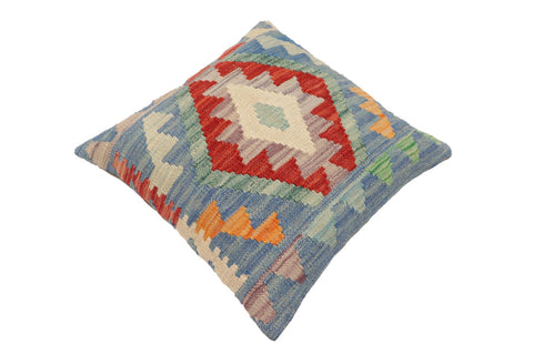 handmade Traditional Pillow Blue Red Hand-Woven SQUARE 100% WOOL Hand woven turkish pillow2 x 2