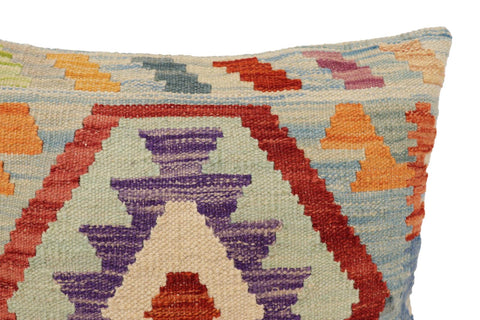 handmade Traditional Pillow Blue Red Hand-Woven SQUARE 100% WOOL Hand woven turkish pillow2 x 2