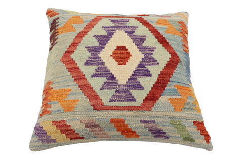 handmade Traditional Pillow Blue Red Hand-Woven SQUARE 100% WOOL Hand woven turkish pillow2 x 2