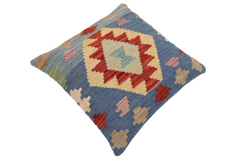 handmade Traditional Pillow Blue Red Hand-Woven SQUARE 100% WOOL Hand woven turkish pillow2 x 2
