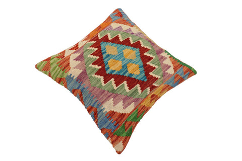 handmade Traditional Pillow Rust Blue Hand-Woven SQUARE 100% WOOL Hand woven turkish pillow2 x 2