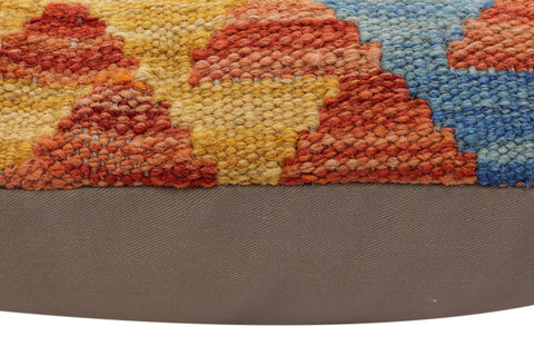 handmade Traditional Pillow Rust Blue Hand-Woven SQUARE 100% WOOL Hand woven turkish pillow2 x 2