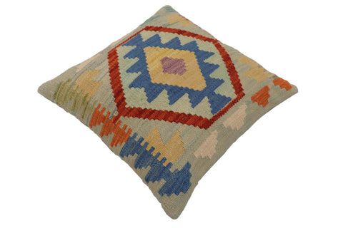 handmade Traditional Pillow Blue Rust Hand-Woven SQUARE 100% WOOL Hand woven turkish pillow2 x 2